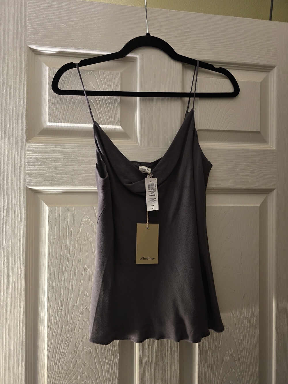 Wilfred Free Slate Gray Satin Cowl Neck Camisole NWT